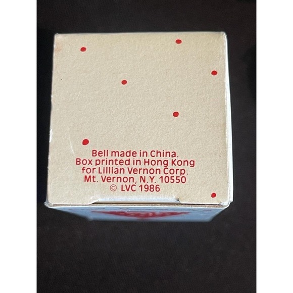 Vintage 4 sided Porcelain Christmas Bell 🔔 Lillian Vernon 1986 stocking wreath - Picture 15 of 15